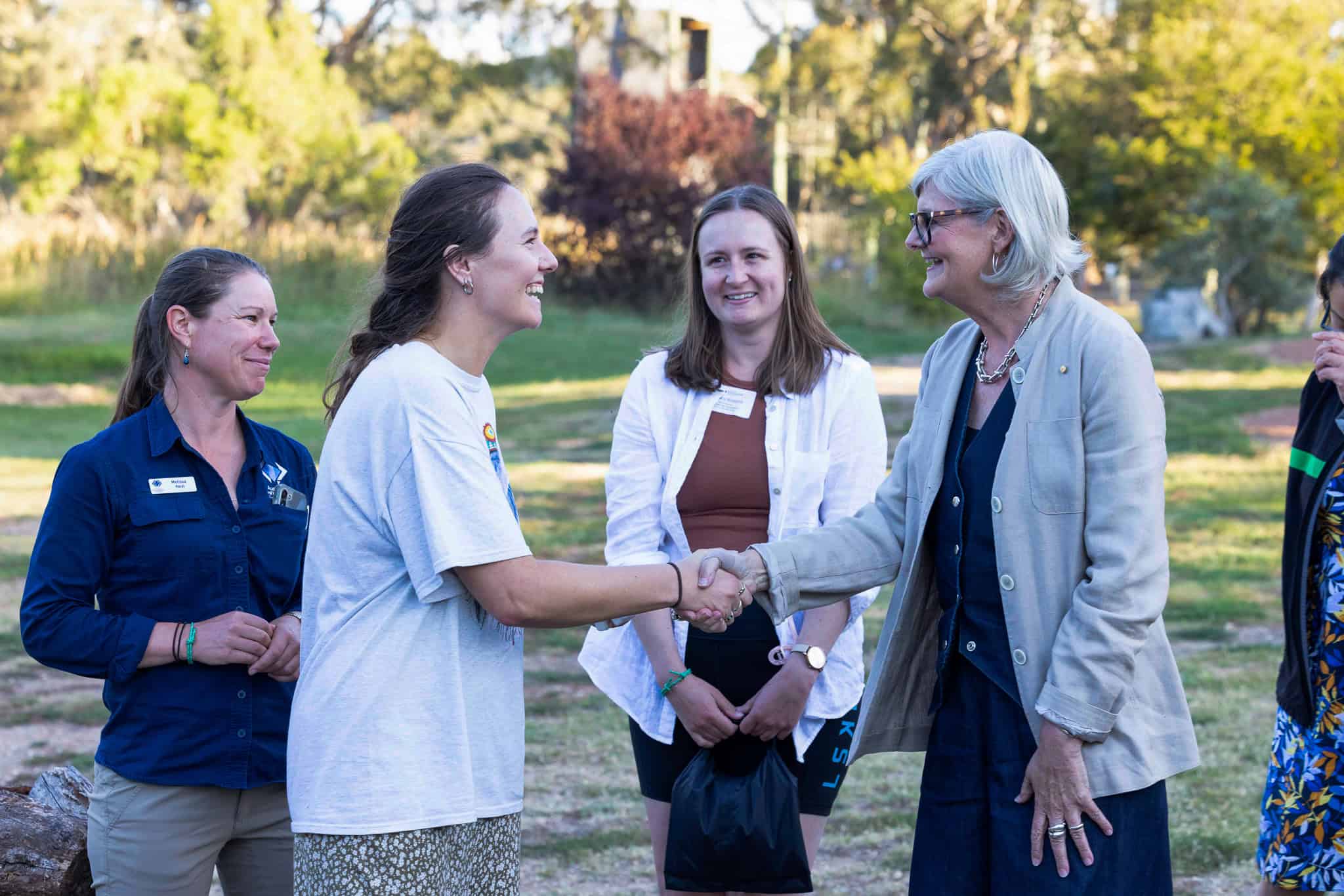 Her Excellency the Honourable Ms Sam Mostyn AC, Governor-General of the Commonwealth of Australia attends the TRAIL Leadership Program fireside conversation at Tharwa, ACT.