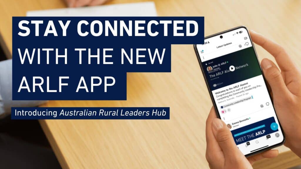 Smart phone screen showing the Australian Rural Leaders App