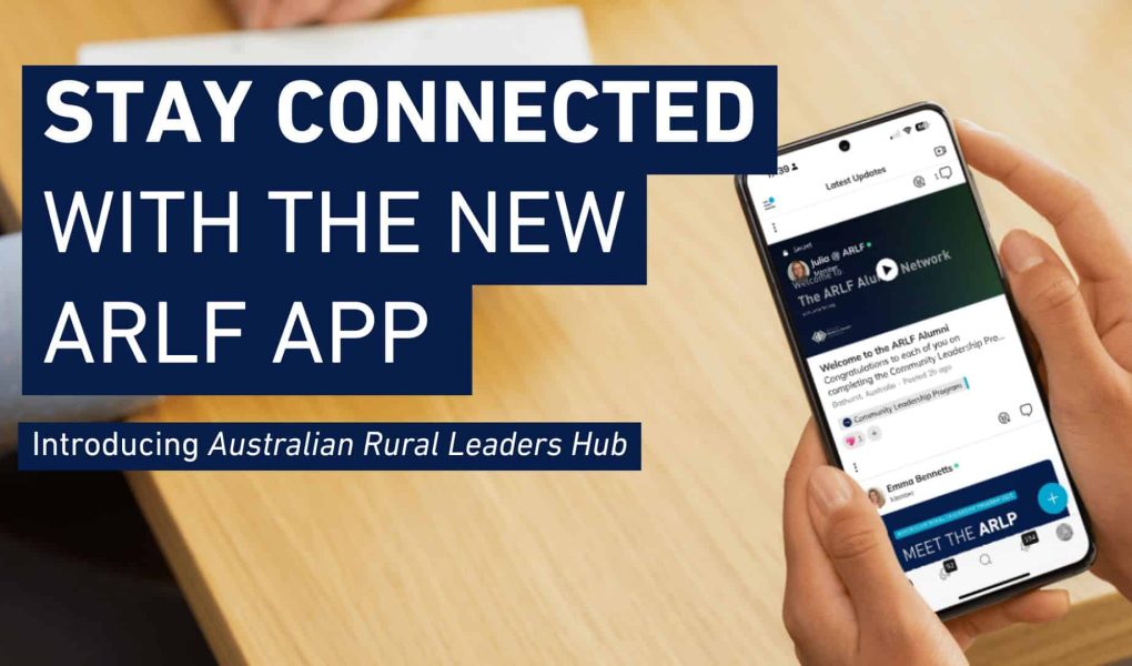 Smart phone screen showing the Australian Rural Leaders App